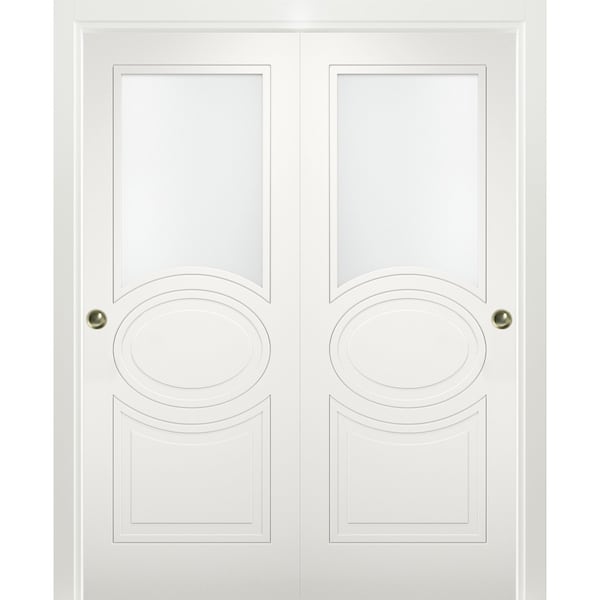 Vdomdoors Closet Bypass Interior Door, 48" x 80", White MELA7012DBD-WS-48 - main